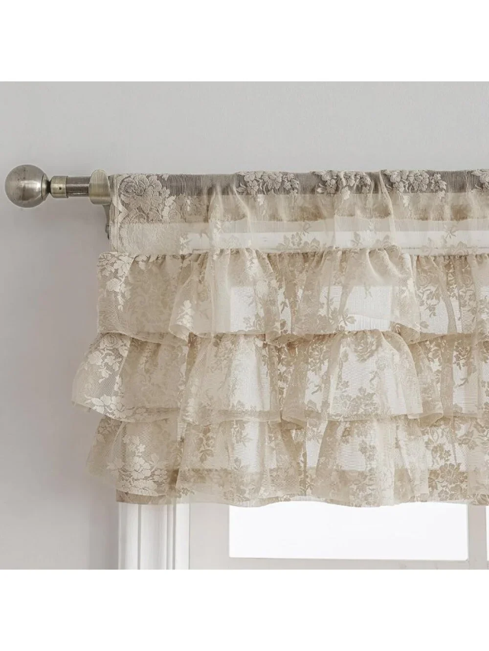 Beige Lace Ruffle Valance Panel 52